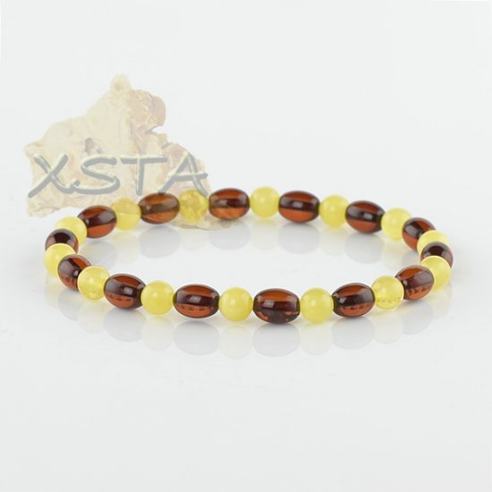 Baltic amber round tube beads bracelet